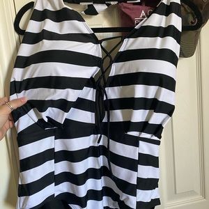 Cupshe striped swimsuit tie lowcut sexy